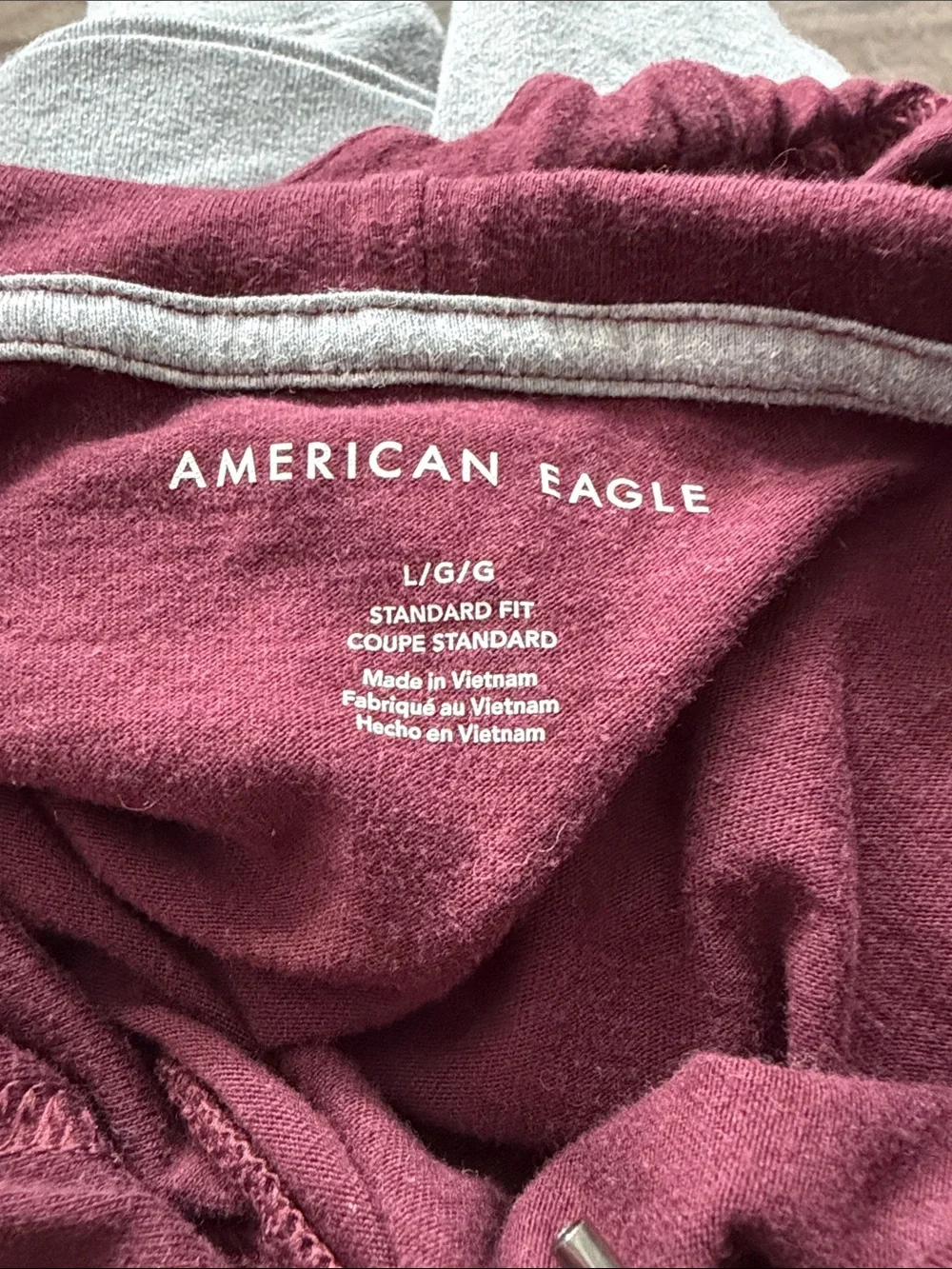 American Eagle Outfitters Men's Hoodie Sweater - Burgundy, Gray, Cream